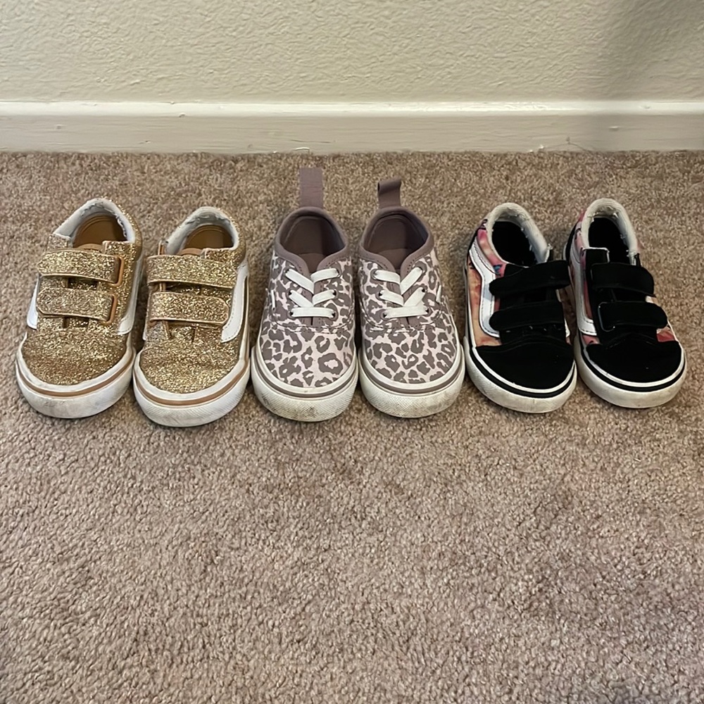 Three pairs of girls Vans